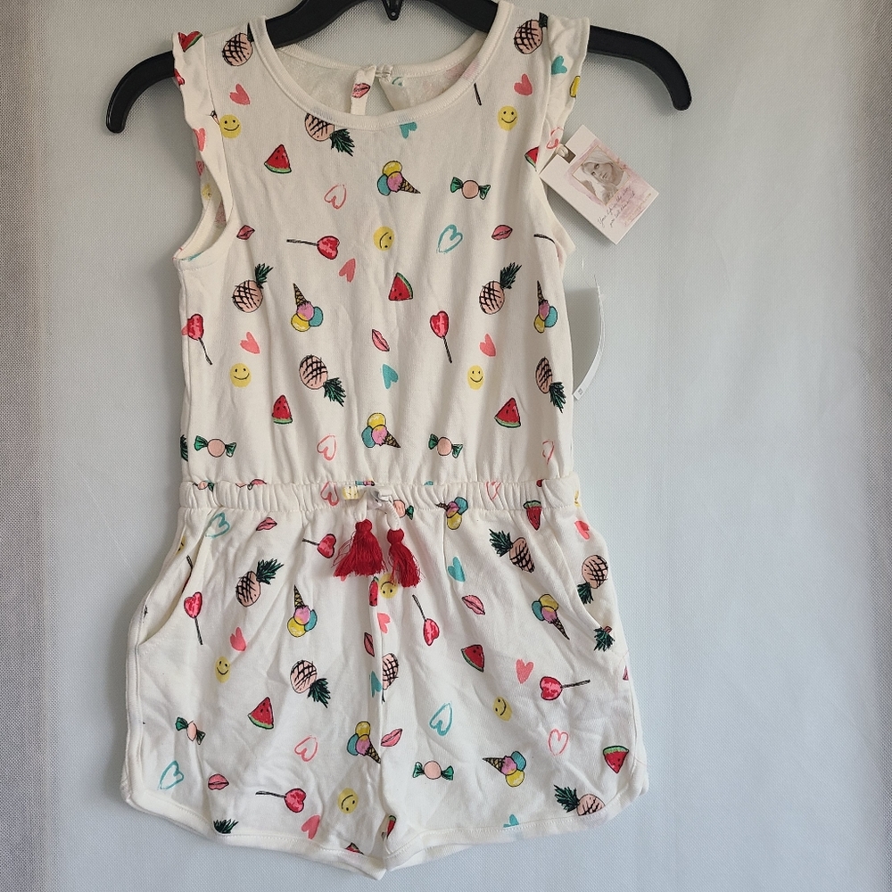 Jessica Simpson Girls Sleeveless Romper in Sea Salt Sweets - Picture 1 of 6